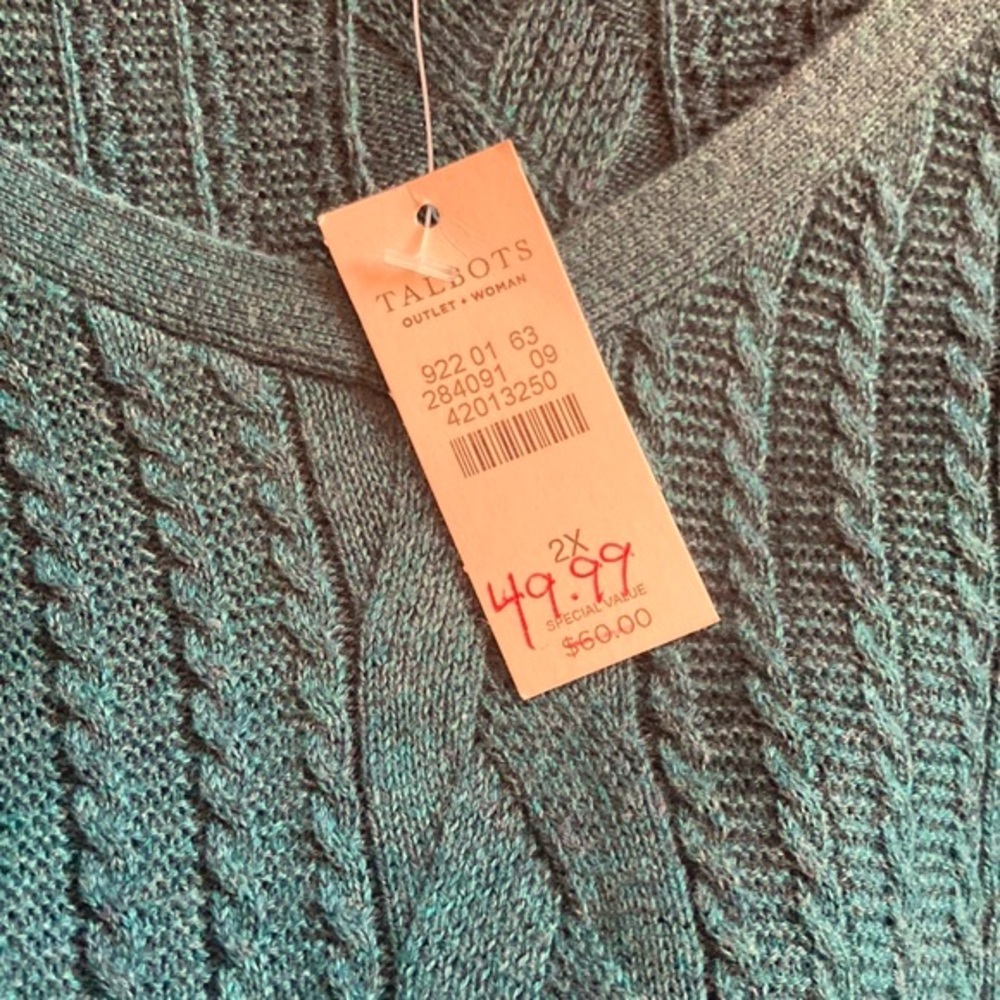 New V-neck, sweater from Talbots, jade color